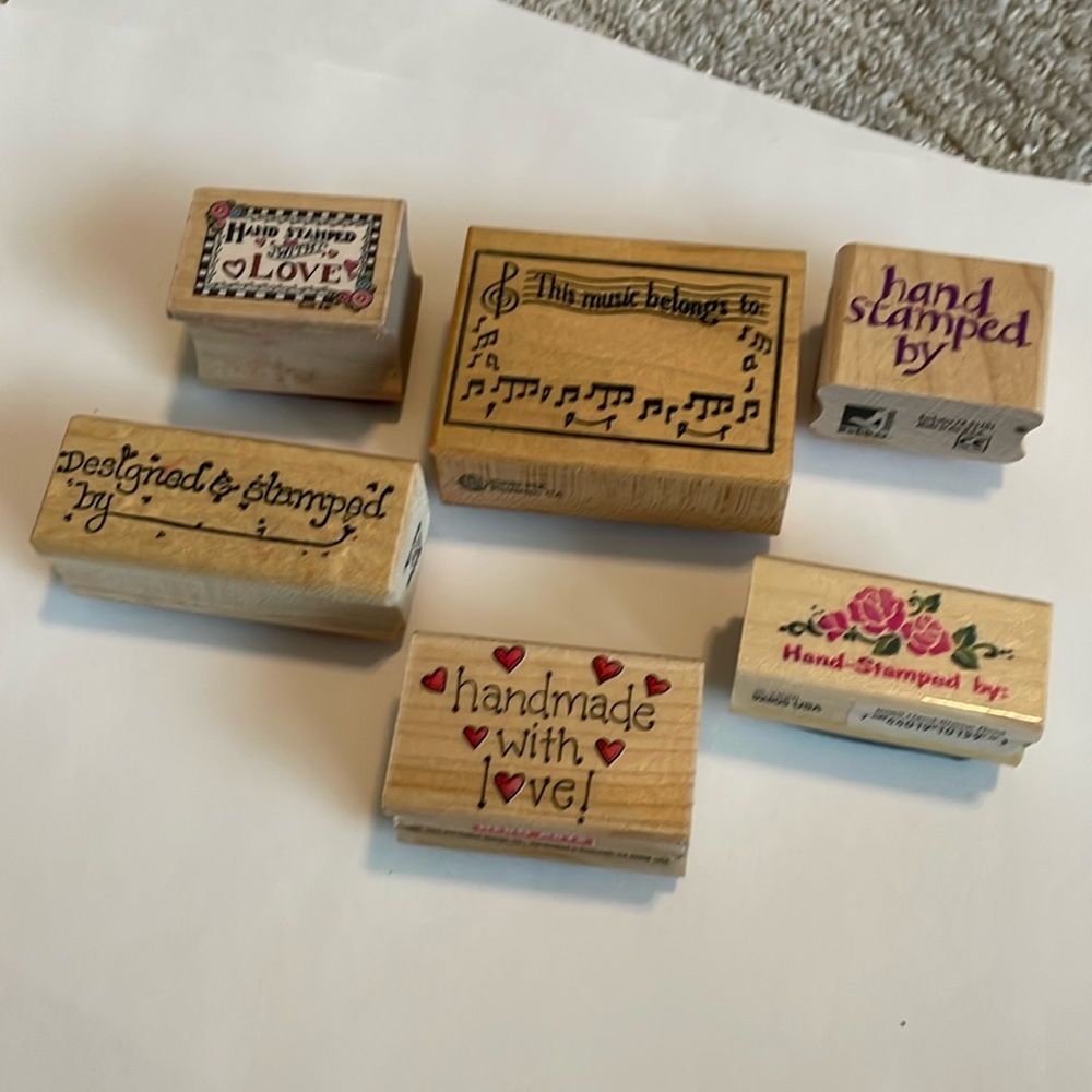 Lot of Rubber Stamps “Stamped with Love”, Hamndmade By stamp, Hand Stamped